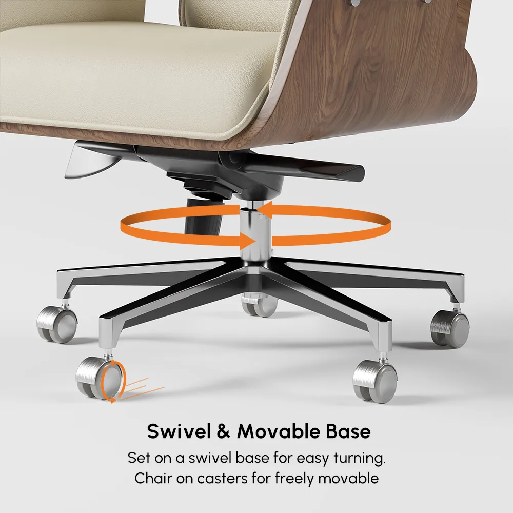 Modern Off White Home Office Chair Upholstered Swivel Task Office Chair High Back — image 17