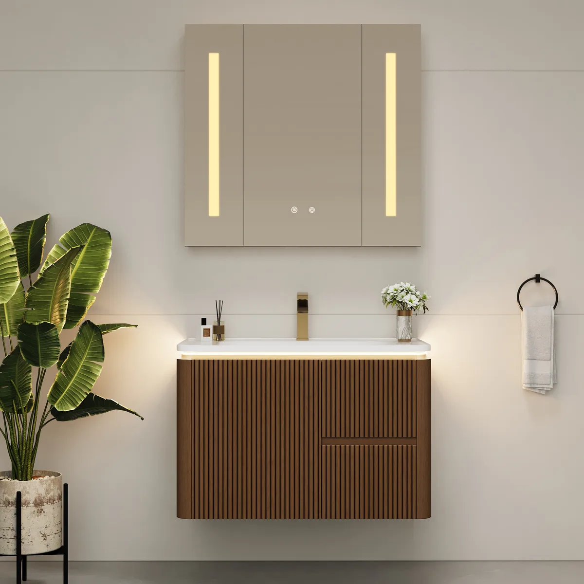 Modern 31.5" Floating Bathroom Vanity with Sink, Soft LED, Ample Storage — image 11