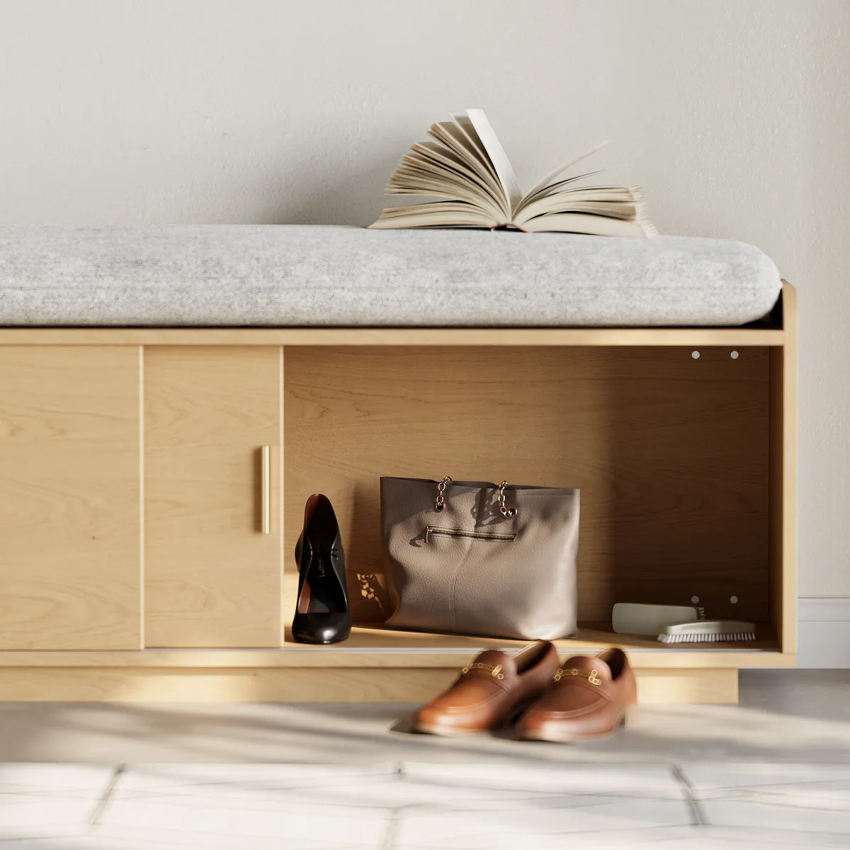 2 Doors Shoe Storage Entryway Bench — image 22