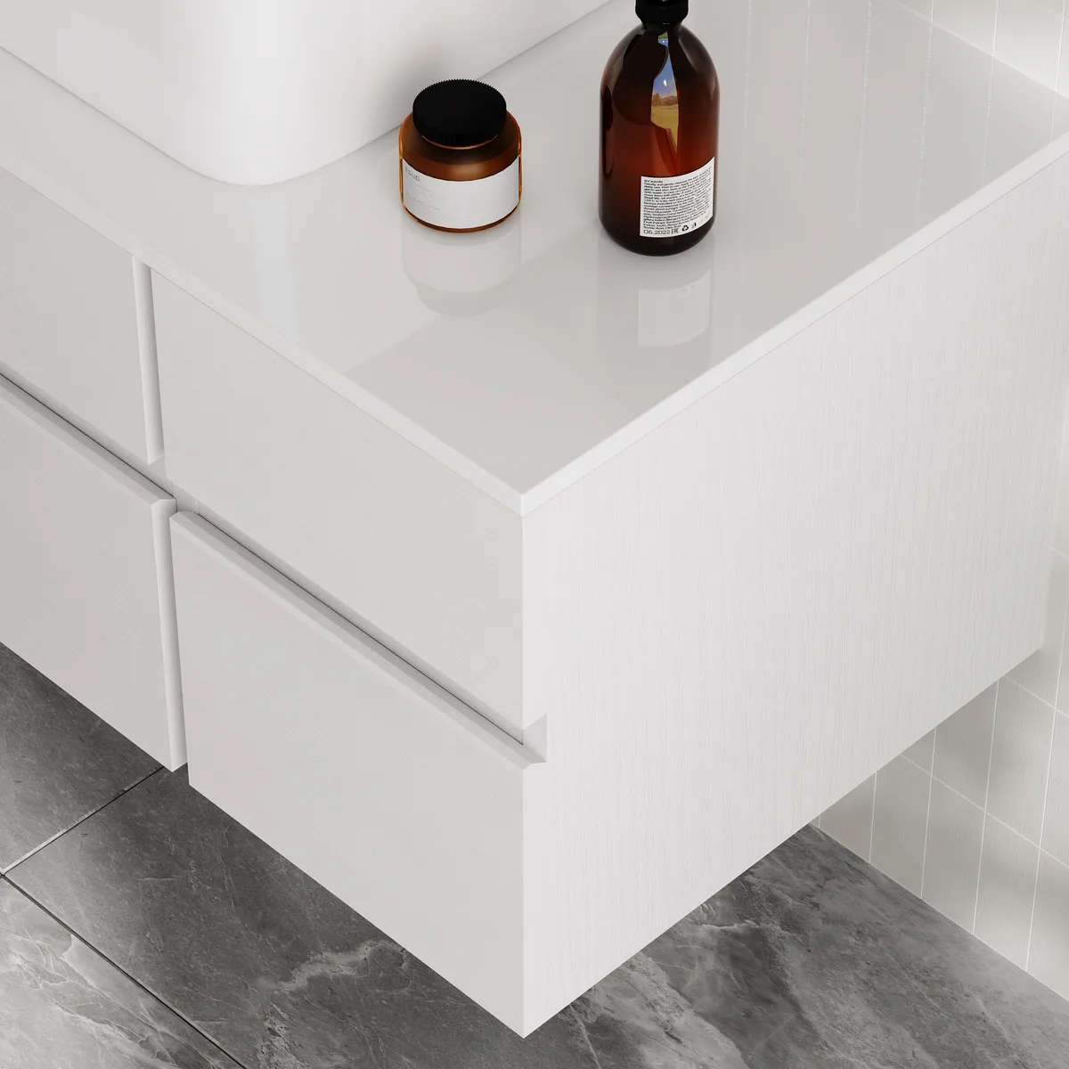 31.5" Walnut Floating Bathroom Vanity Left Offset Ceramic Vessel Sink — image 17