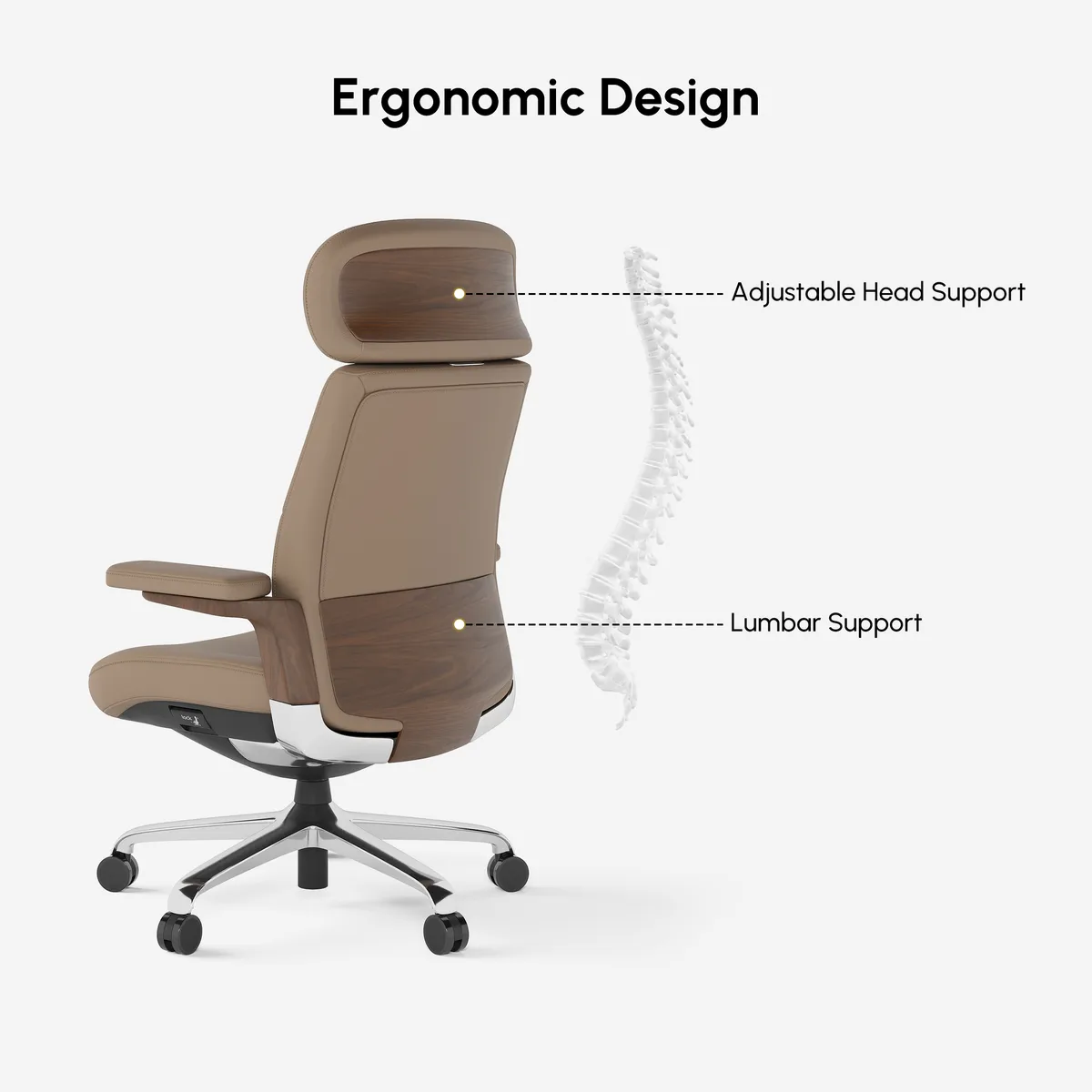 Black Genuine Leather Swivel Office Chair with Ergonomic Synchro-Tilt Recline System — image 27