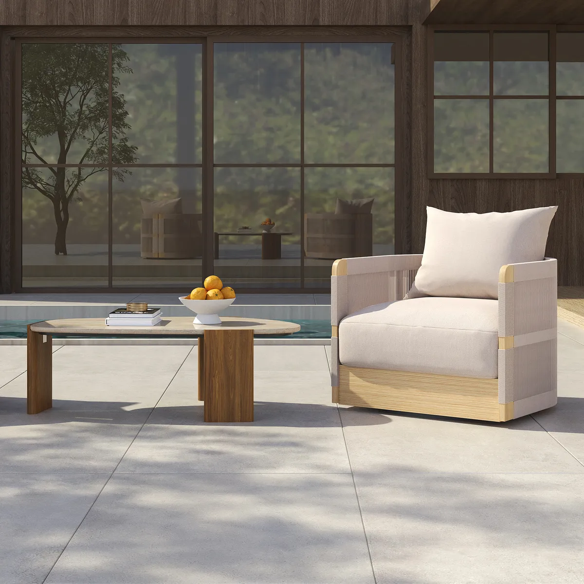 Costra Outdoor Aluminum & Rope Weave Swivel Lounge Chair — image 28