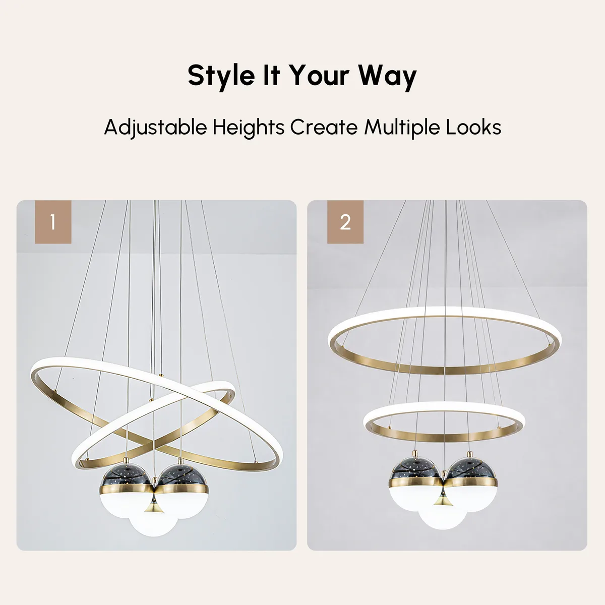 24" 5-Light LED Chandelier with Starry Projection, Dimmable & Adjustable — image 7