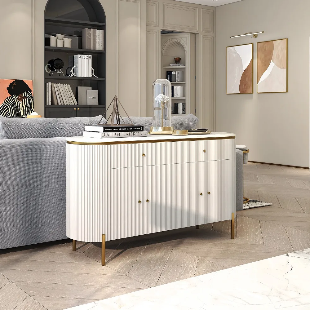 Yelly 55.1" Modern Marble Top Buffet & Sideboard Doors & Drawers & Shelves — image 7