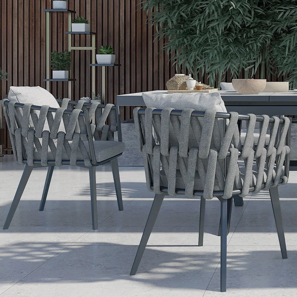Outdoor Rope Weave & Aluminum Dining Chairs — image 25
