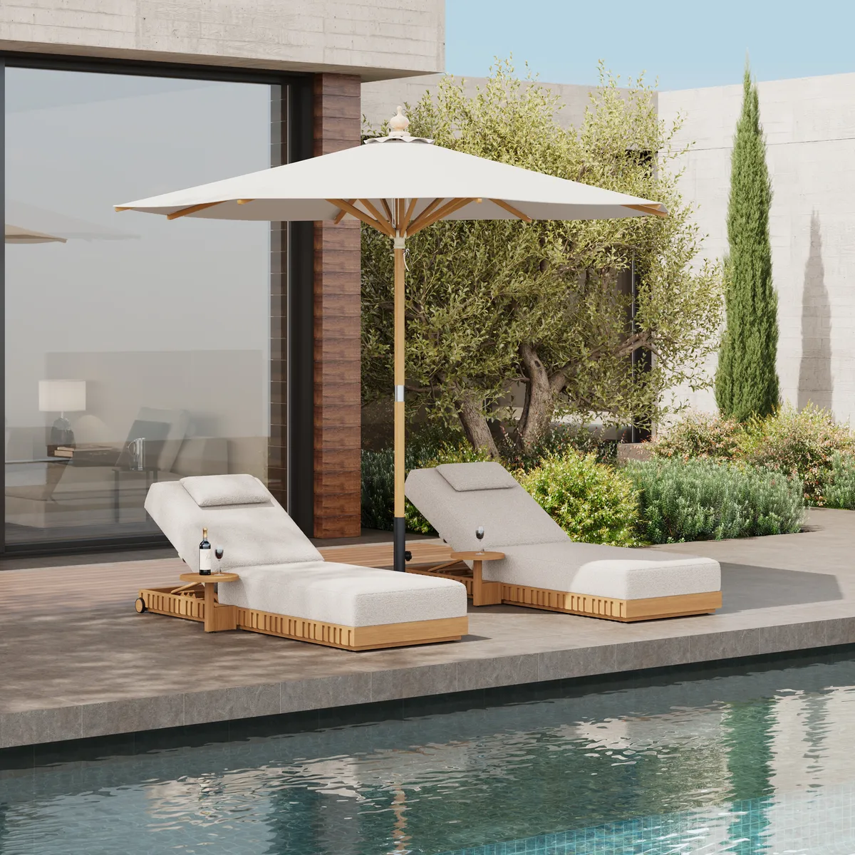 Flutera Outdoor Aluminum Adjustable Fluted Lounge Chaise in Warm — image 3