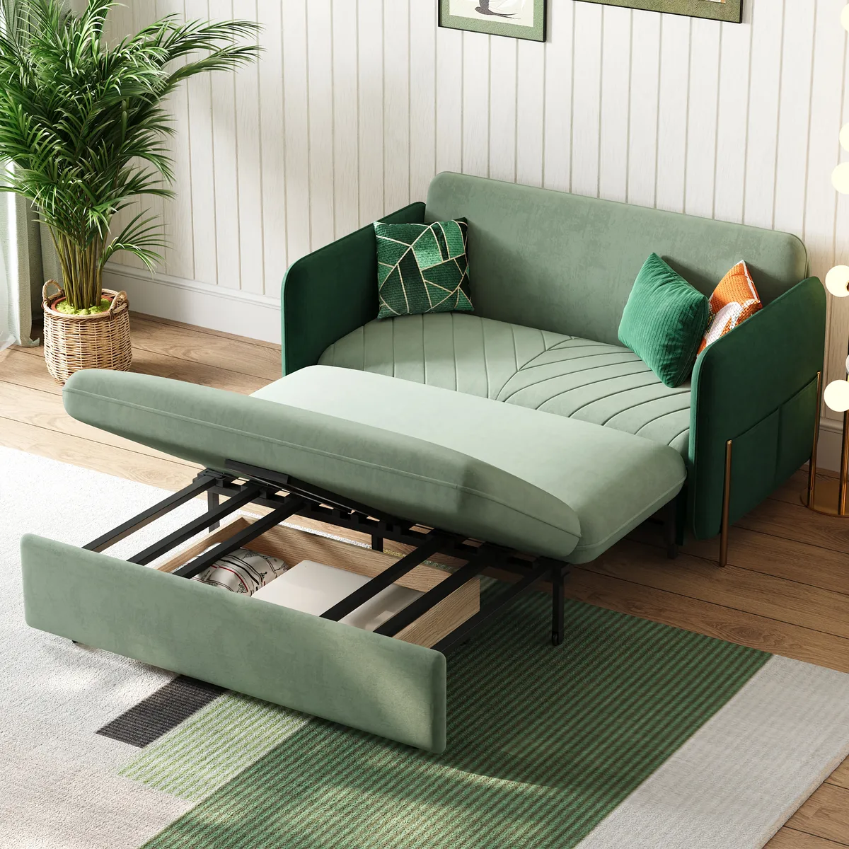 68" Full 2-Seater Boucle Convertible Sleeper Sofa