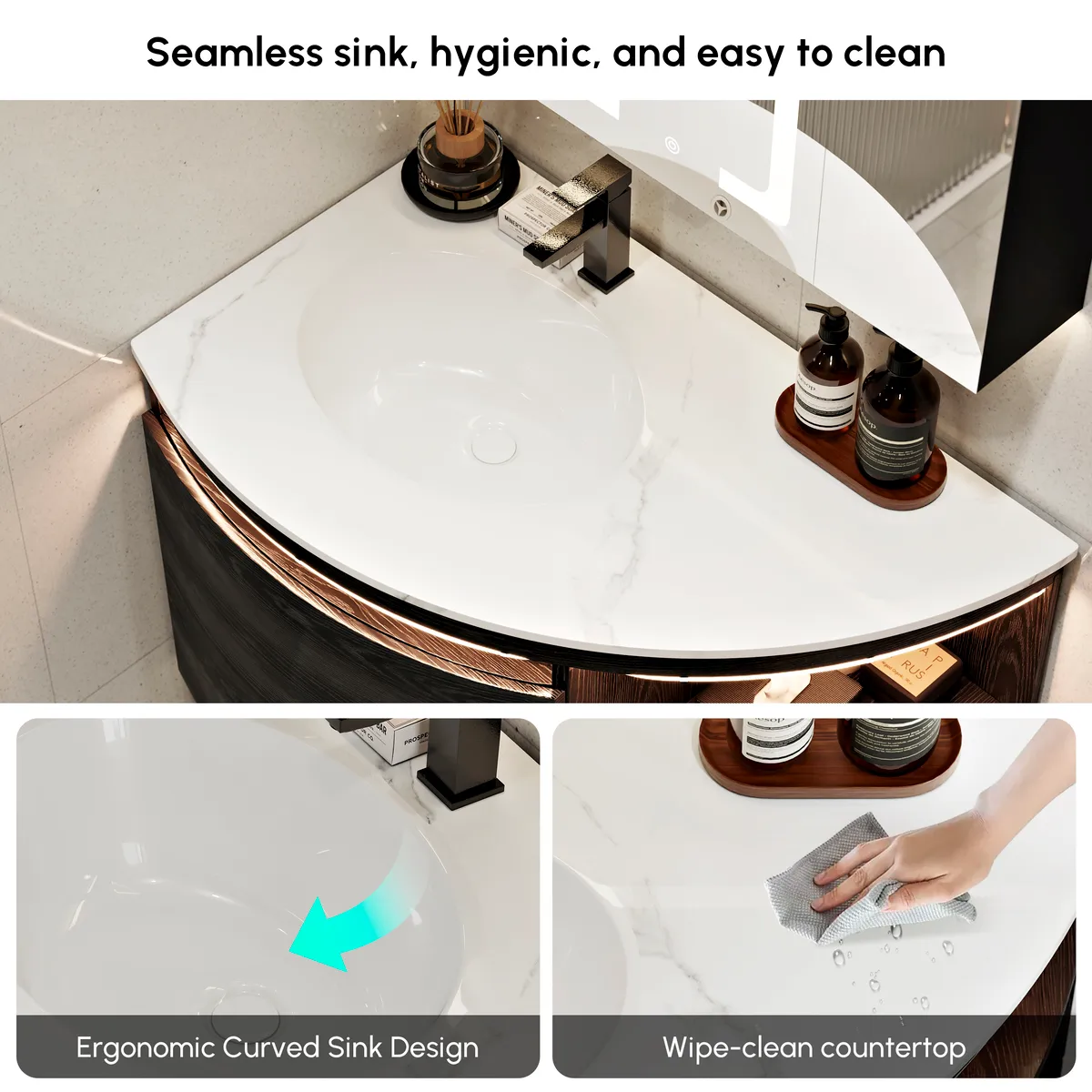 36" Corner Bathroom Vanity with Storage & LED Sensor Light — image 5