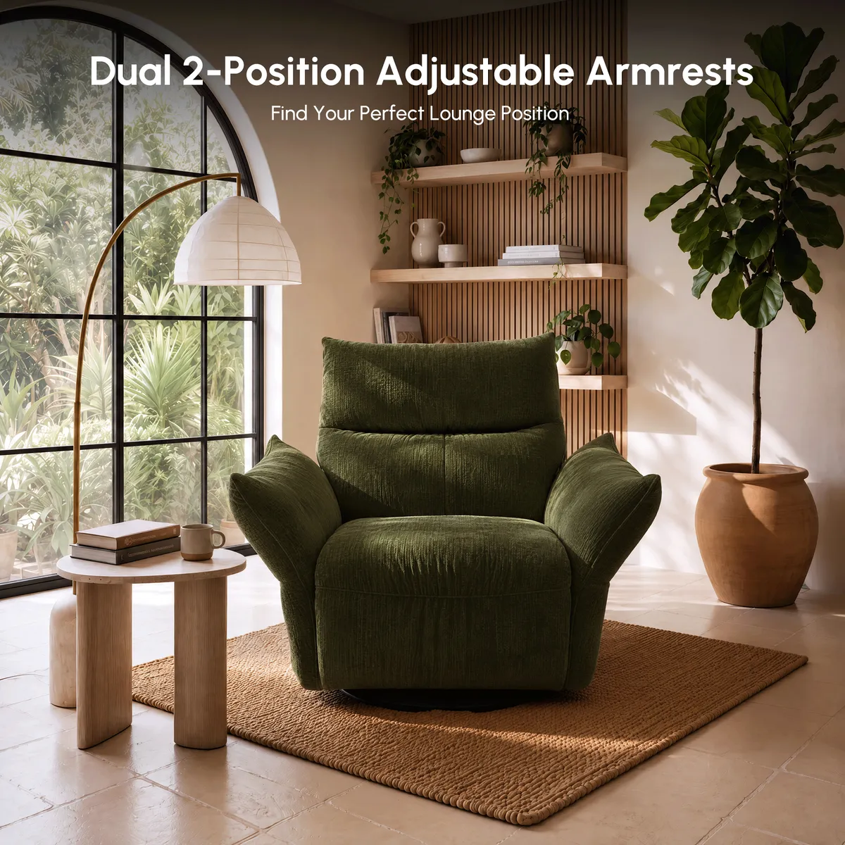 Electric Power Recliner Swivel Rocker Chair With Dual Motor&Performance Chenille — image 5