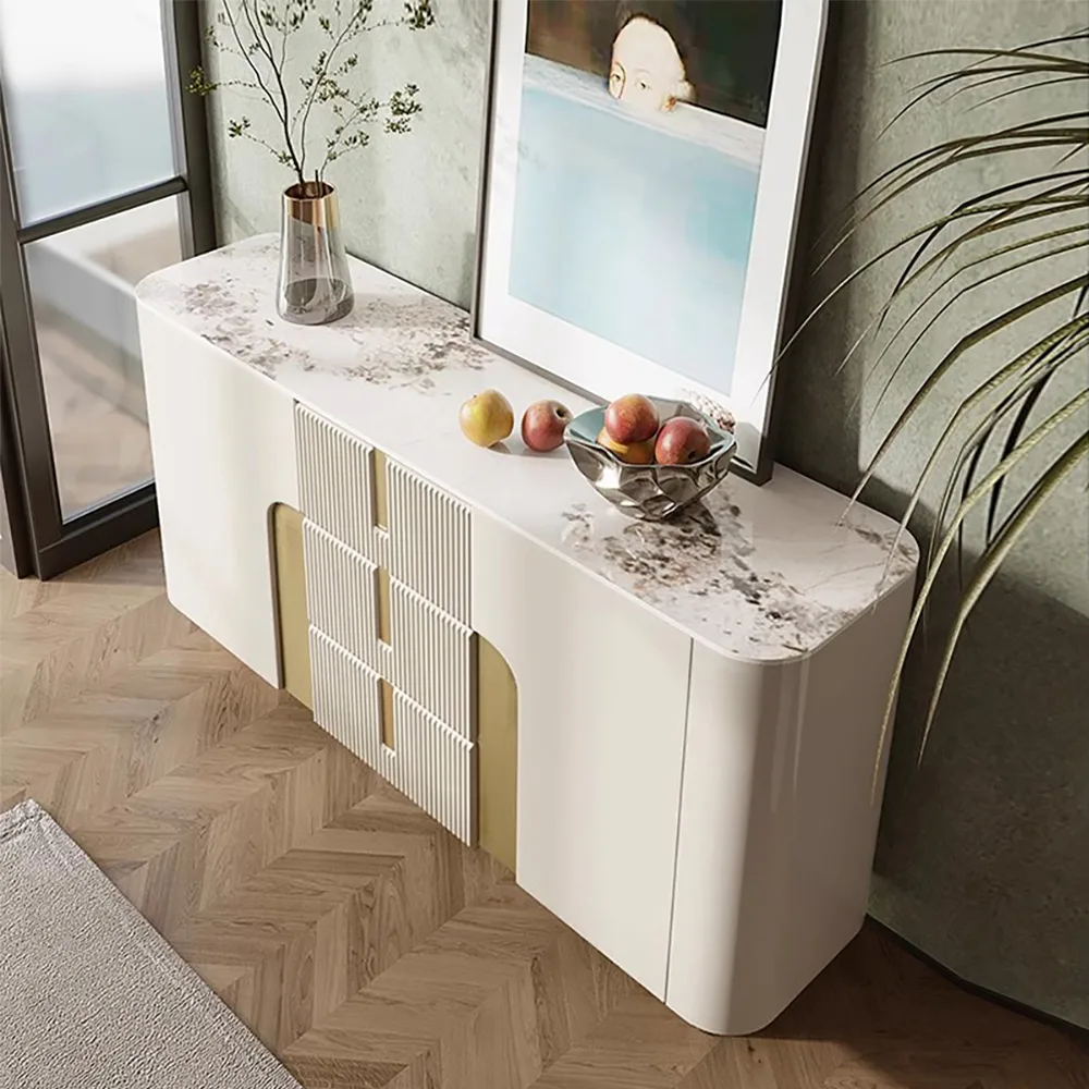 Artis Modern White 59"W Sintered Stone Sideboard 3 Drawers Kitchen Buffet Table — image 12