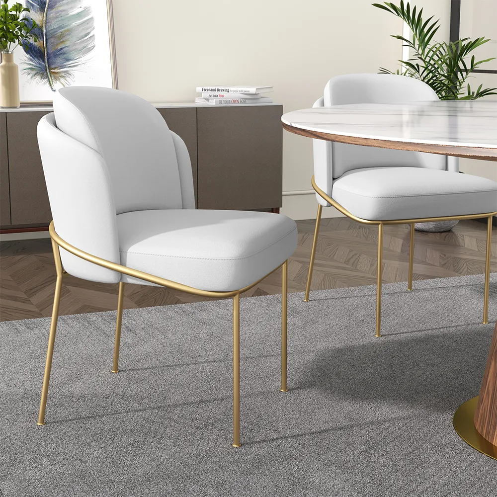 Mid-Century Modern 7 Piece Dining Room Sets 48" Round Dining Table White 6 Side Chairs — image 6