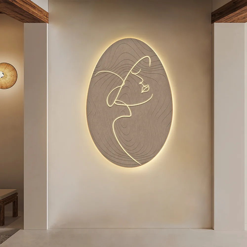 31" Illuminated Abstract Figure Wall Art with Warm LED Backlight, Textured Wall Decor — image 14