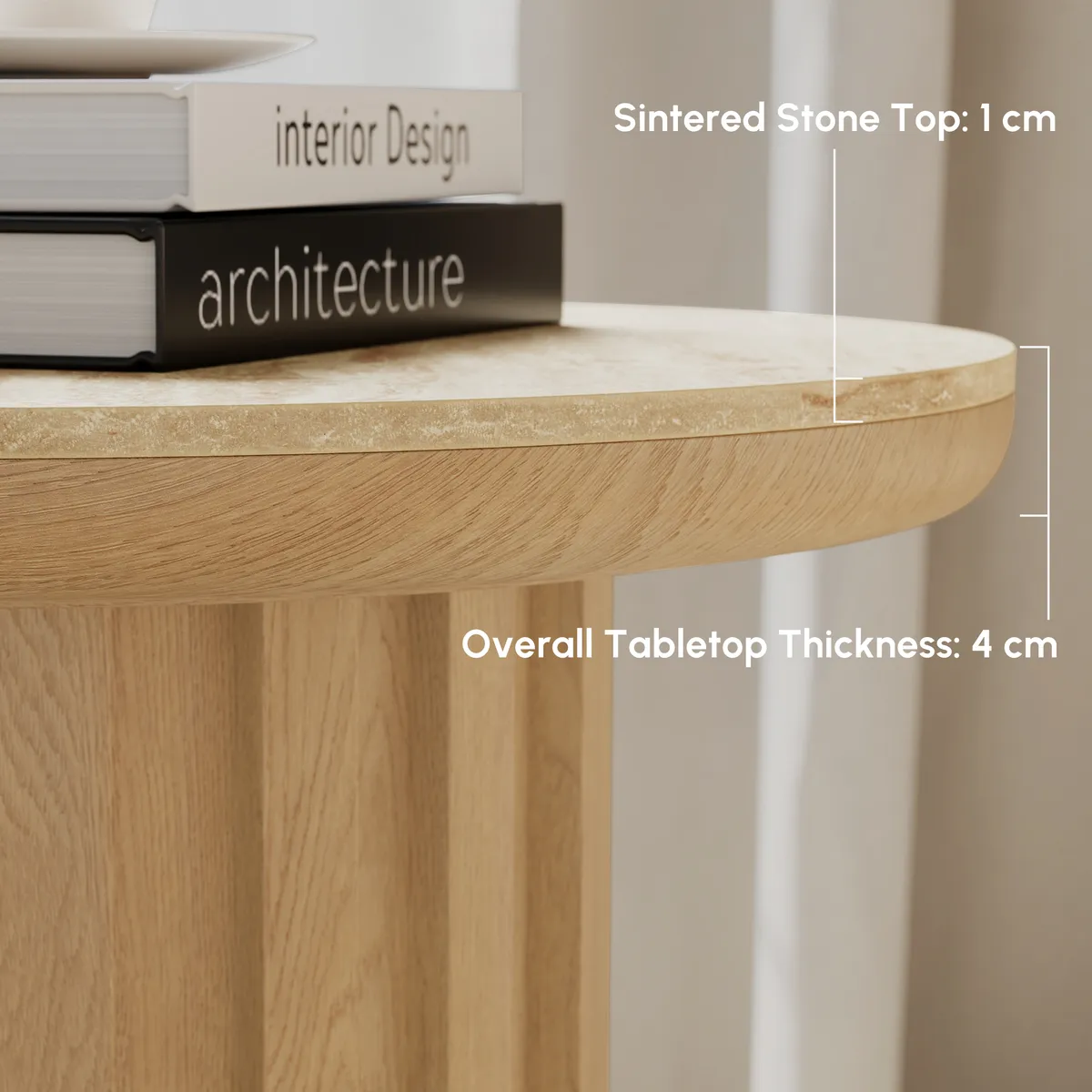 Aura Ash Wood Fluted Round Side Table with Sintered Stone Top — image 17