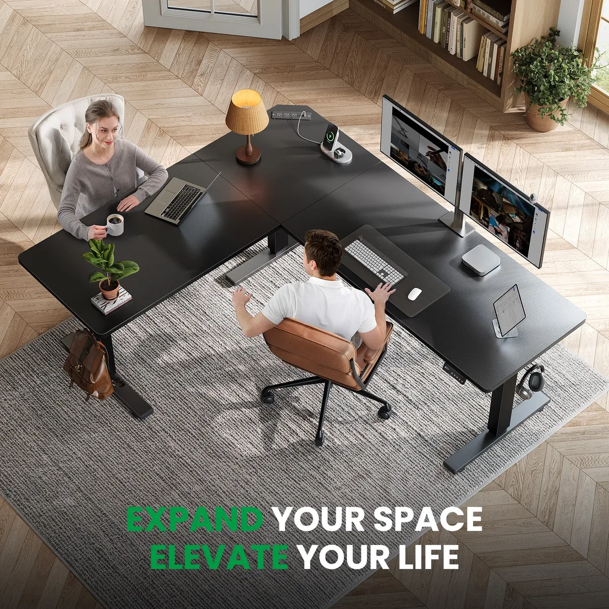 S4 (75"D x 63"W x 46"H)Home Office L Shaped Standing Desk — image 4