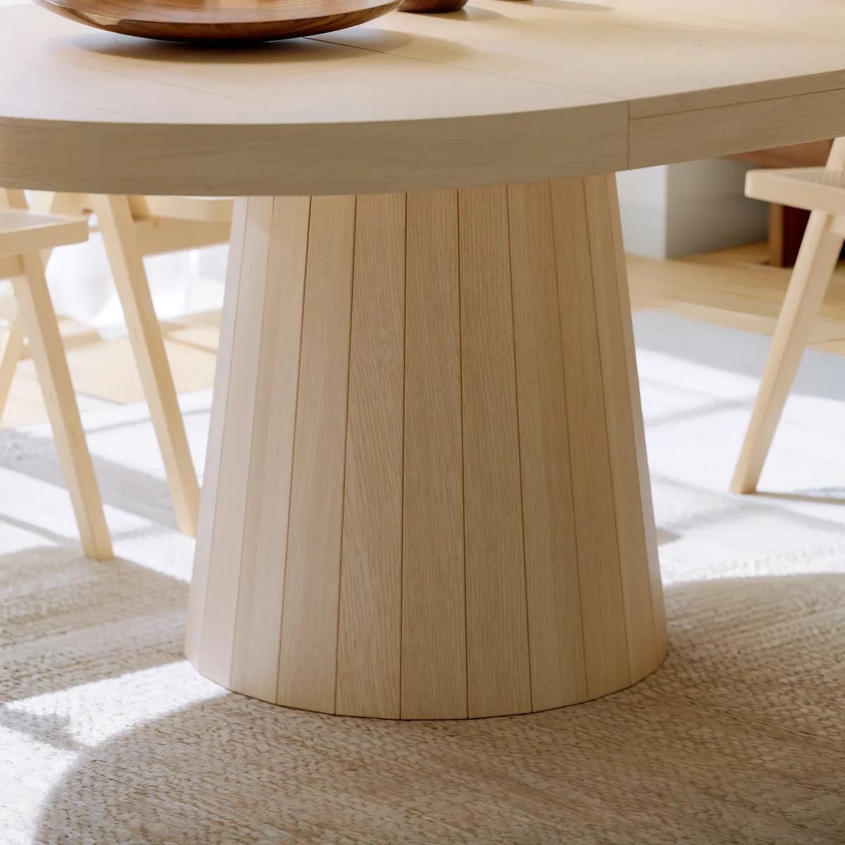 Japandi 39"-55" Extendable Dining Table for 6 White Oval&Round Table Pedestal — image 21