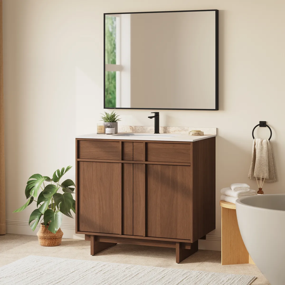 Panvyr 36" Mid-Century Bathroom Vanity with Sink & Sintered Stone Top Modern — image 5