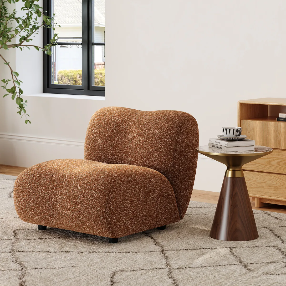 17" Performance Boucle Upholstered Curved Slipper Accent Chair — image 4