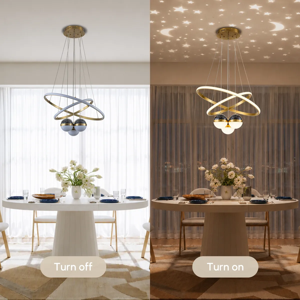 24" 5-Light LED Chandelier with Starry Projection, Dimmable & Adjustable — image 8