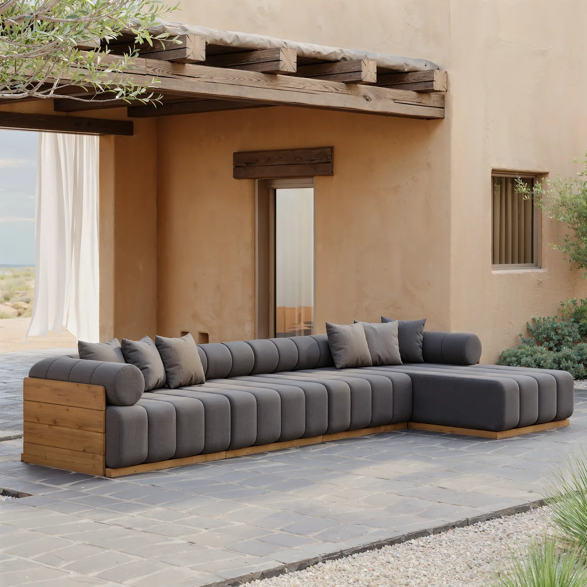 Resaro Outdoor 4-Piece Teak Modular Sectional Set — image 3