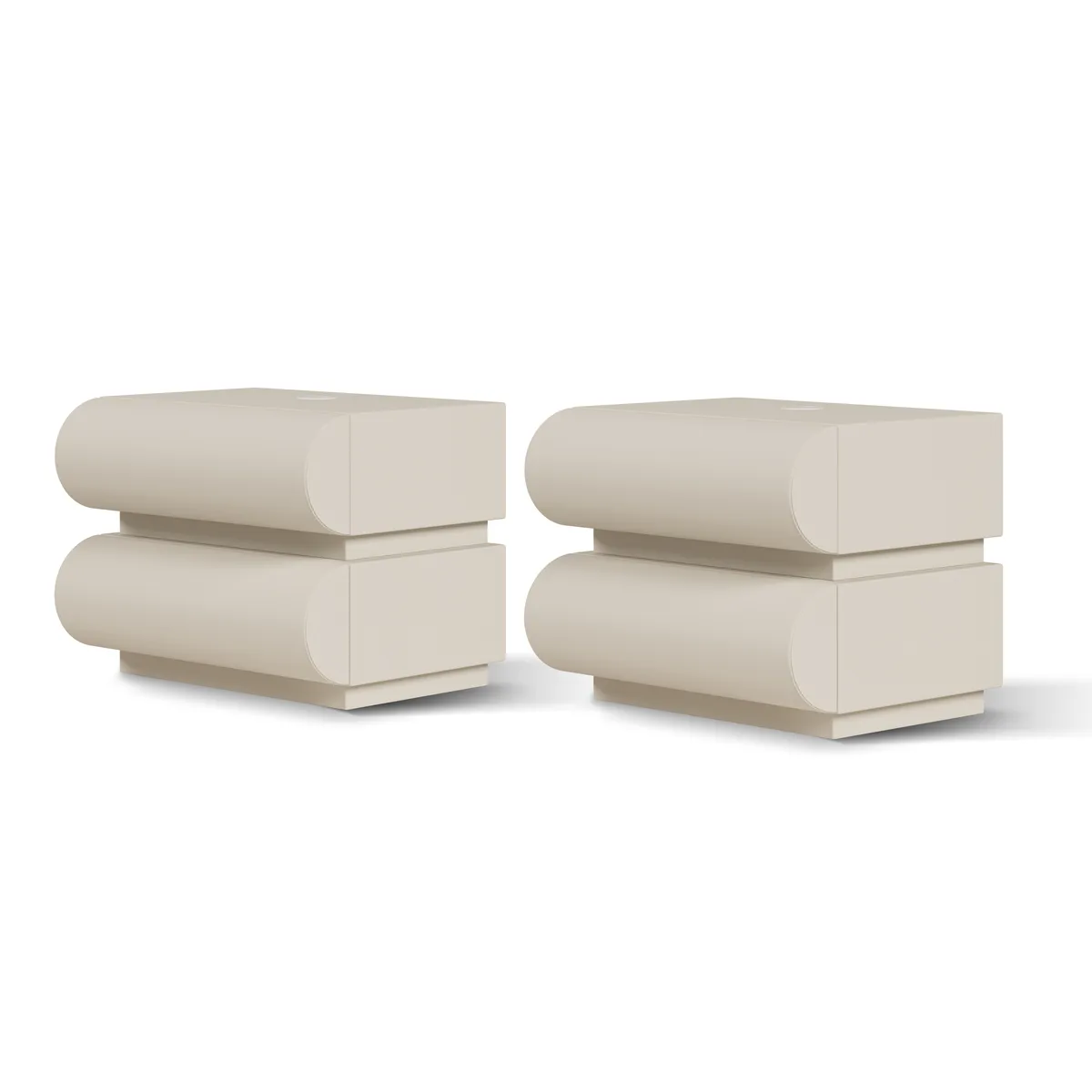 Modern White with Wireless Charger 2 Drawers Bedside Table with USB & Type-C Ports Boucle Upholstered Platform Bubble King Bed Frame — image 8