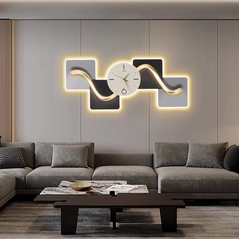 39.4" Large Silent Wall Clock Light Modern Abstract Geometric Decor Art Living Room — image 5