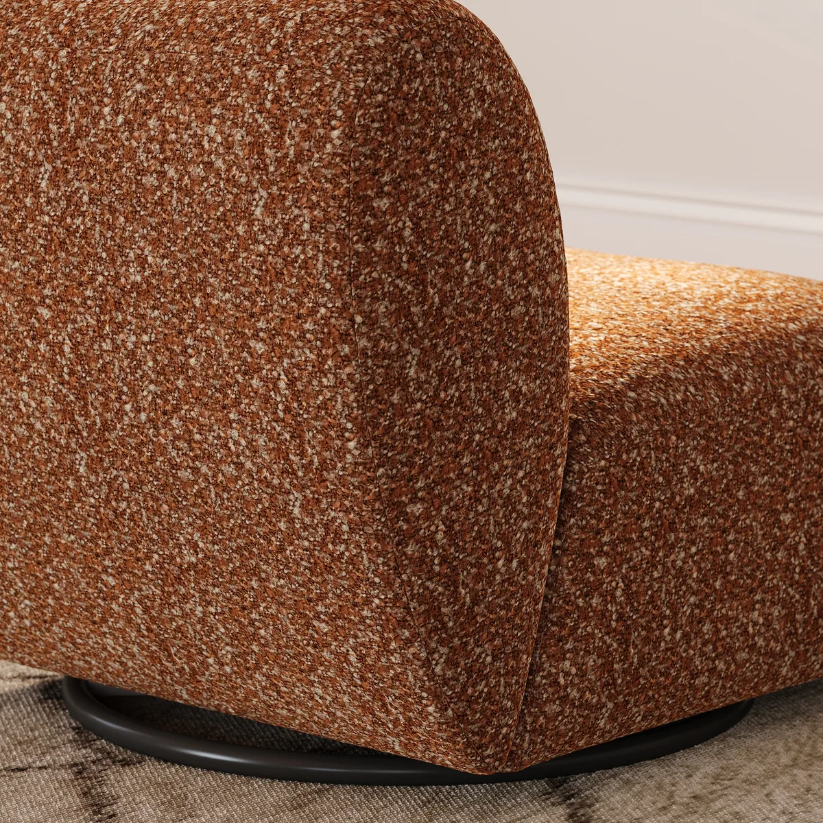 Modern 17" Performance Boucle Swivel Slipper Accent Chair — image 7