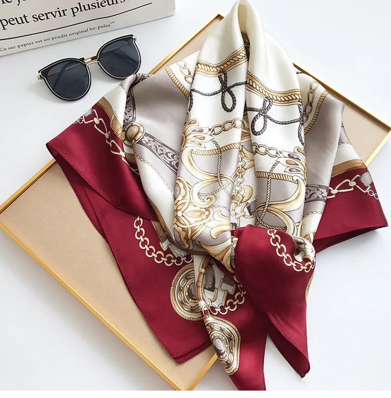 100% Mulberry Silk Printed Square Shawl Scarf 88*88cm — image 8