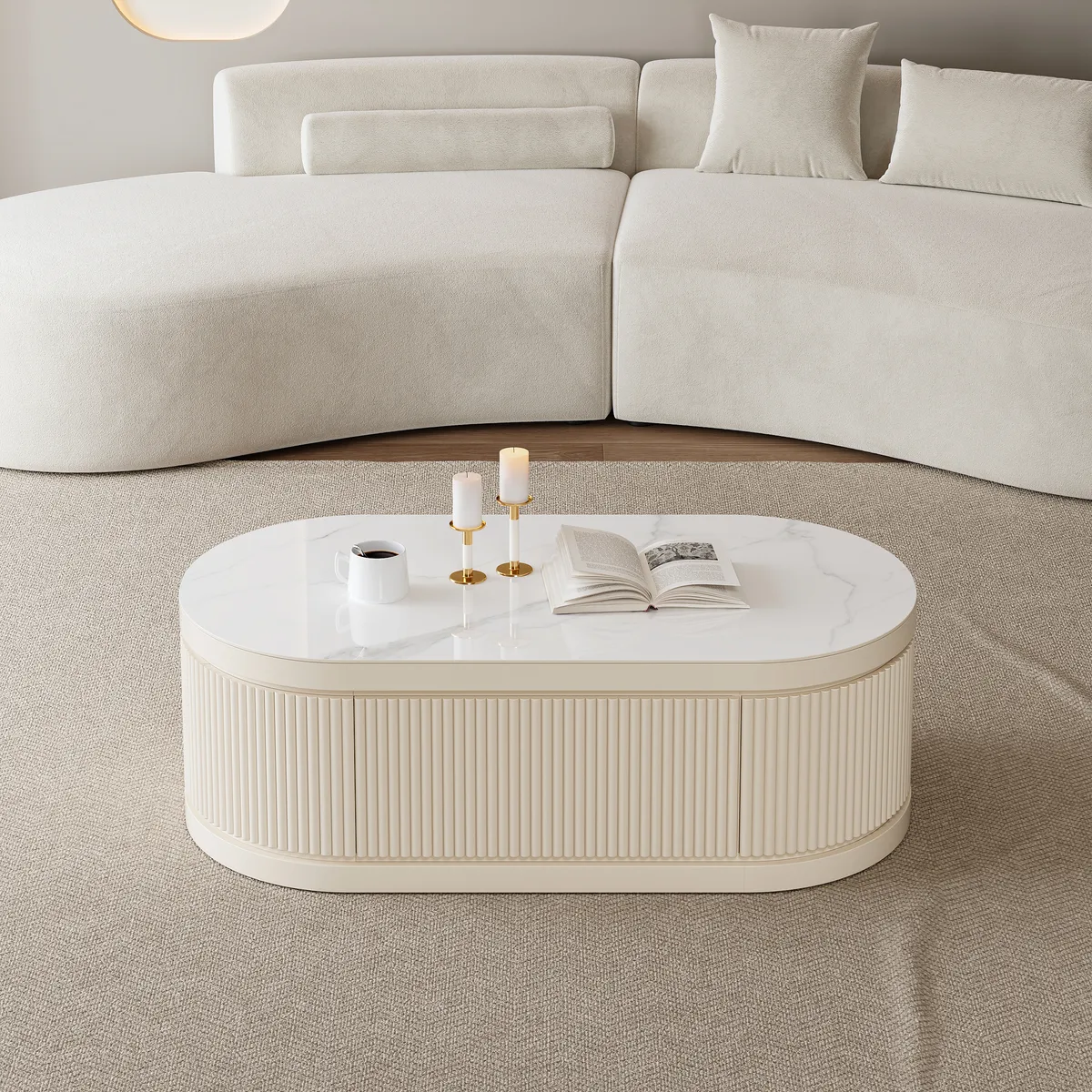 Velar 47"-67" Extendable Coffee Table with Sintered Stone Top and Storage — image 27