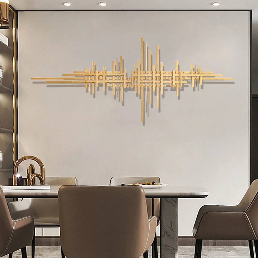 47.2" x 19.7" Geometric Modern Gold Lines Metal Wall Decor Hanging Accent Living Room — image 6
