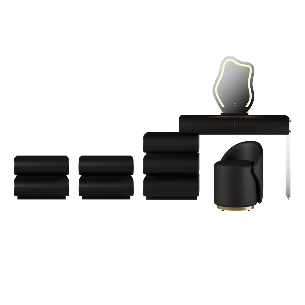 Bedroom Dresser & Vanity Desk Set 6-Drawer Dresser Chest & White Makeup Vanity Set — image 22