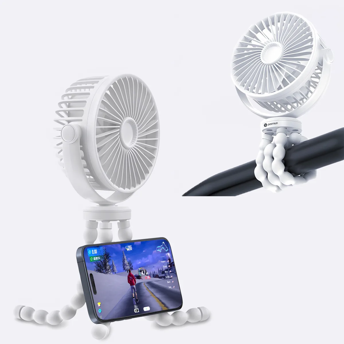 Battery Powered Treadmill Fan, Flexible Tripod Clip-on Fan