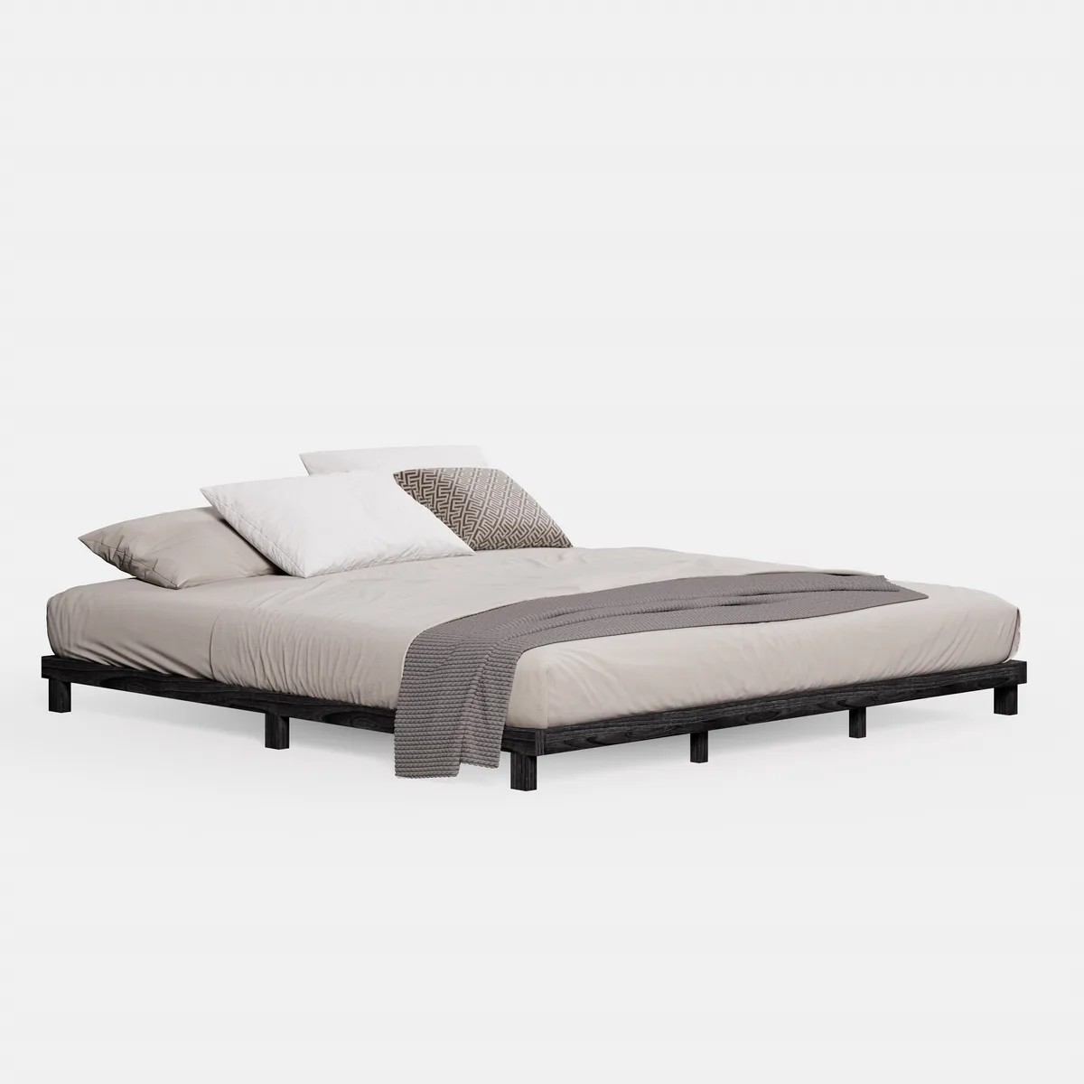 Japanese Style King Low Bed Frame Black Floor Bed — image 9