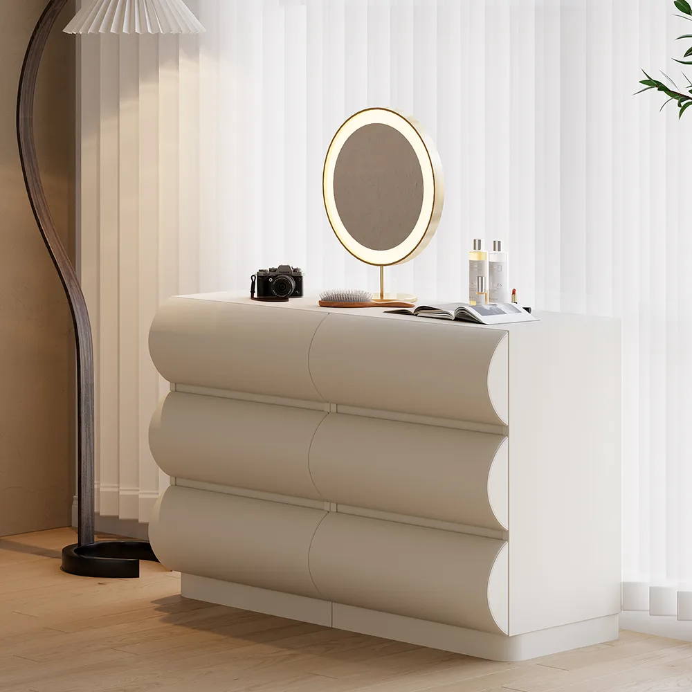 Bedroom Dresser & Vanity Desk Set 6-Drawer Dresser Chest & White Makeup Vanity Set — image 7