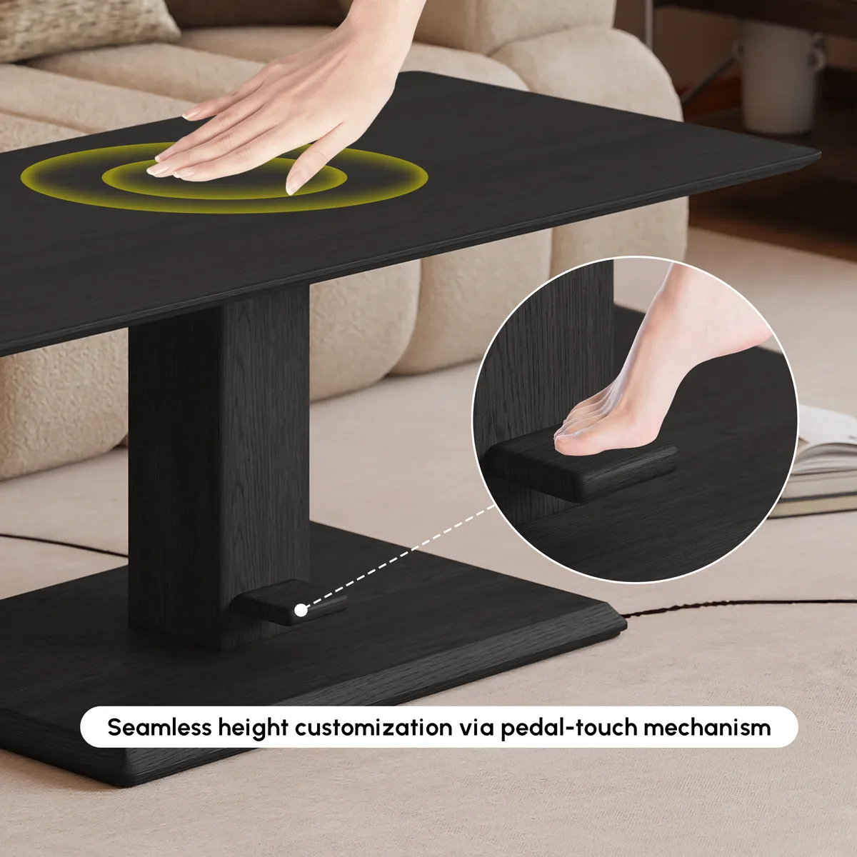47" Black Lift-Top Height-Adjustable Coffee Table — image 11