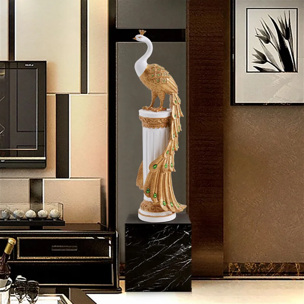 27.6" Large Glam Peacock Floor Sculpture Decor Art Living Room Bedroom — image 13