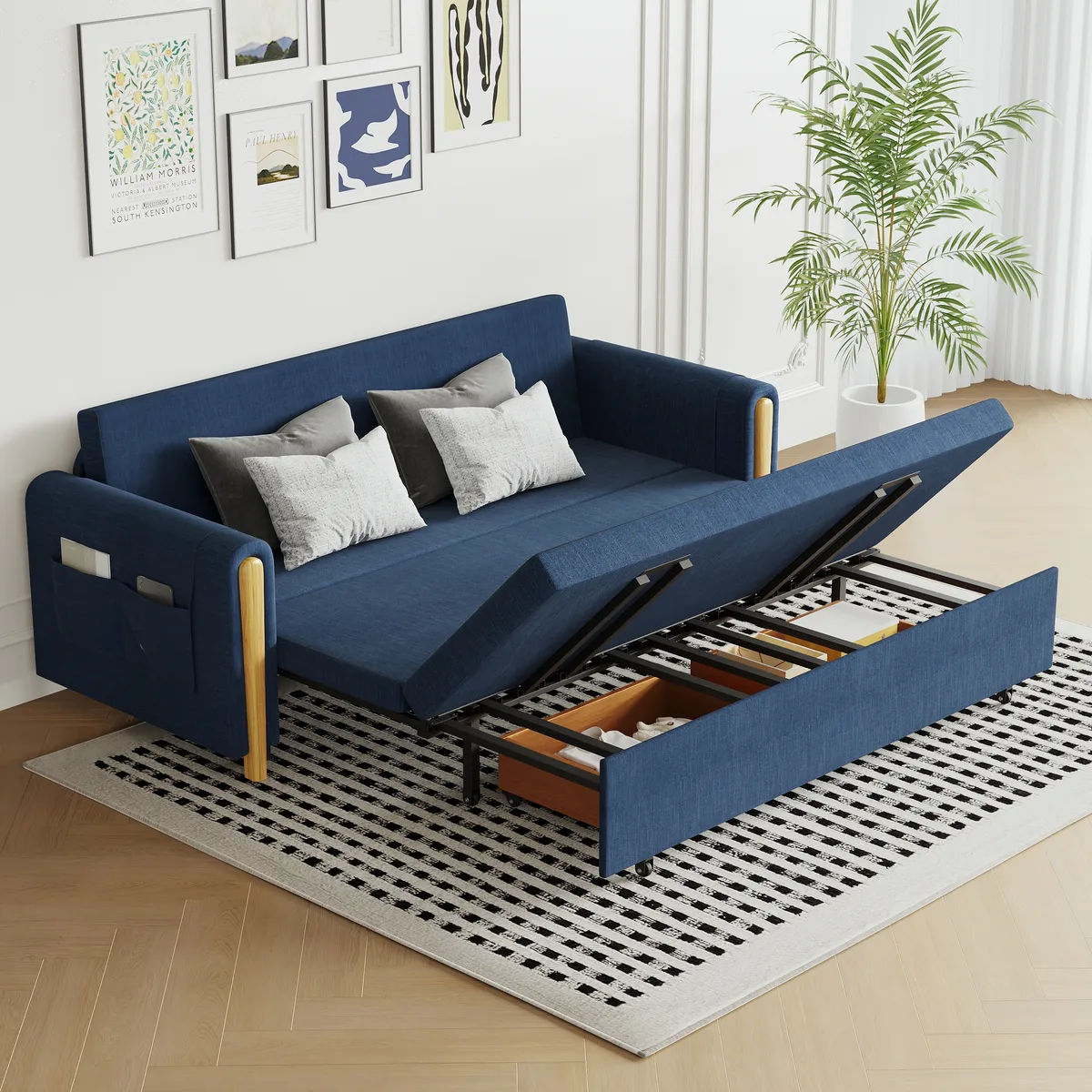 Black Upholstered King Size Daybed with Trundle — image 12