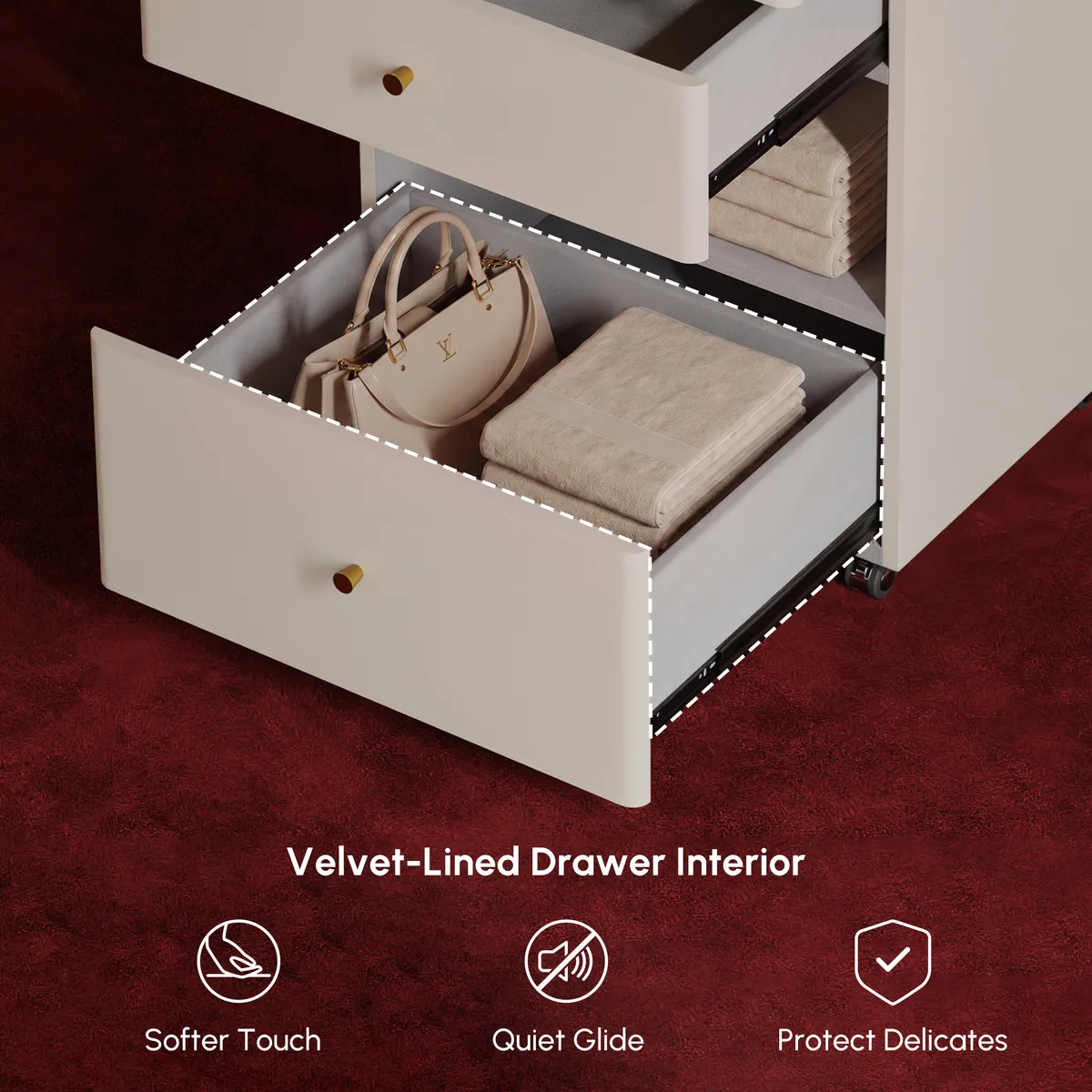 Walk-In Closet Island Jewelry Dresser with Glass Top & Light — image 18