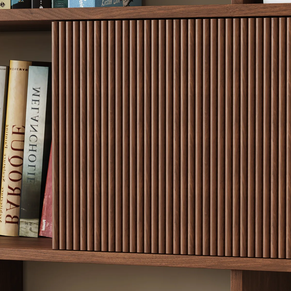 5-Shelf Walnut Bookshelf Etagere Tall Bookcase for Home & Office (72.8" High) — image 7