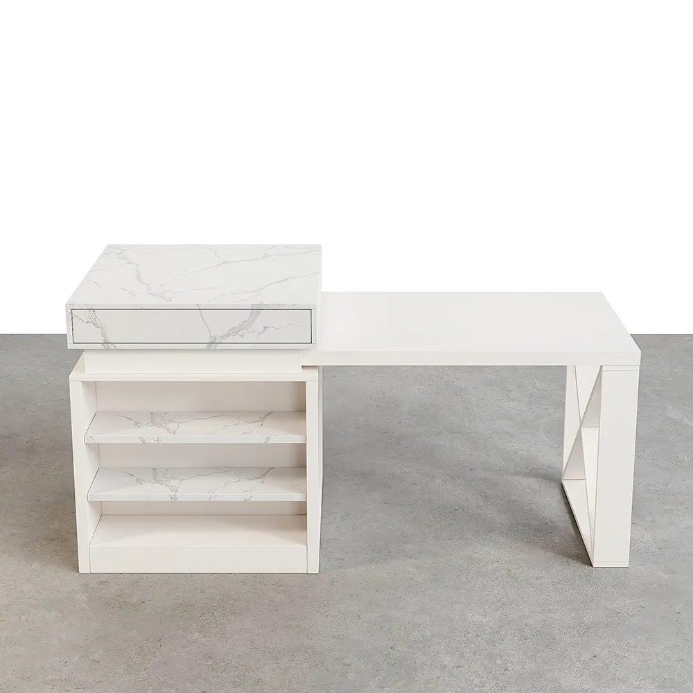 73"-93" Extendable White&Black Kitchen Island with Storage Kitchen Cabinet — image 9