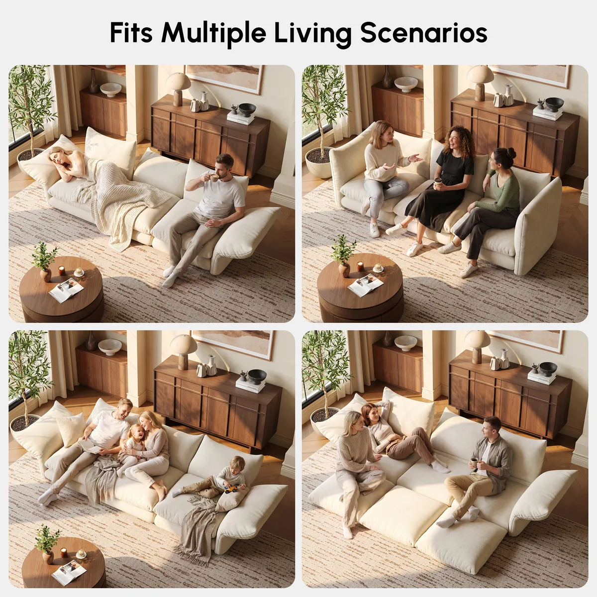 111" 3-Piece Chenille Sectional Sofa with Adjustable Armrests & Backrest — image 7