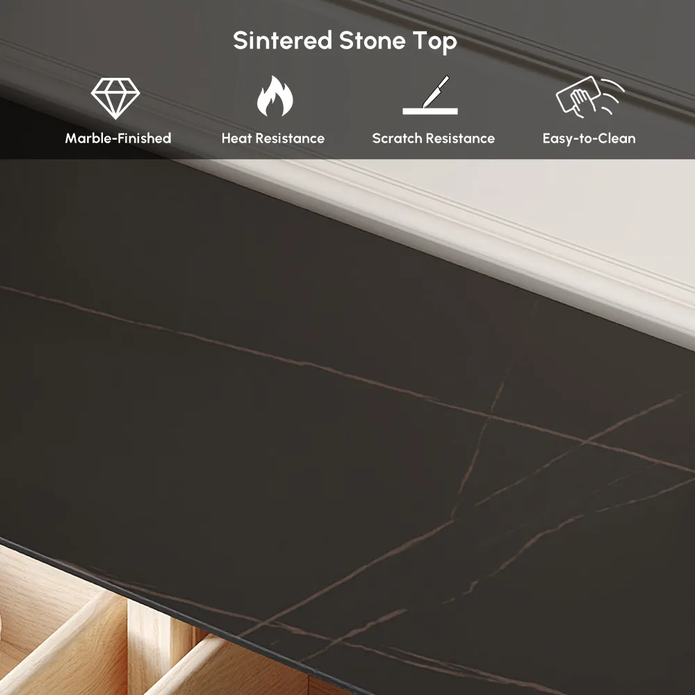 87" Black TV Stand Faux Marble with Storage for TVs Up — image 9