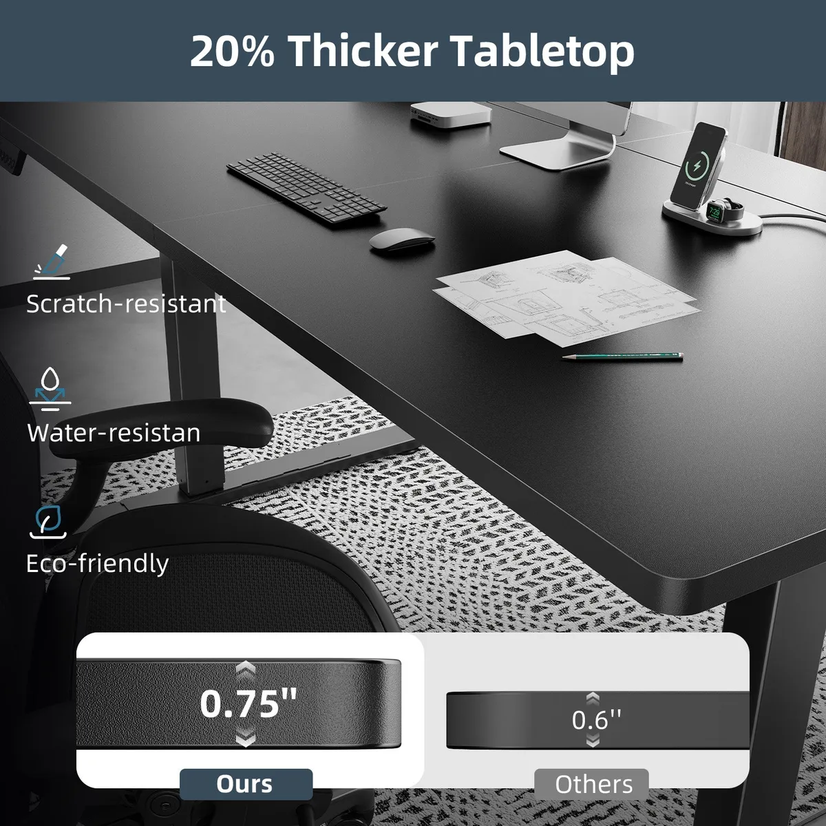 S1 Flip-Top Rear Panel Stand Desk(30"D x 60"W x 45"H) — image 5
