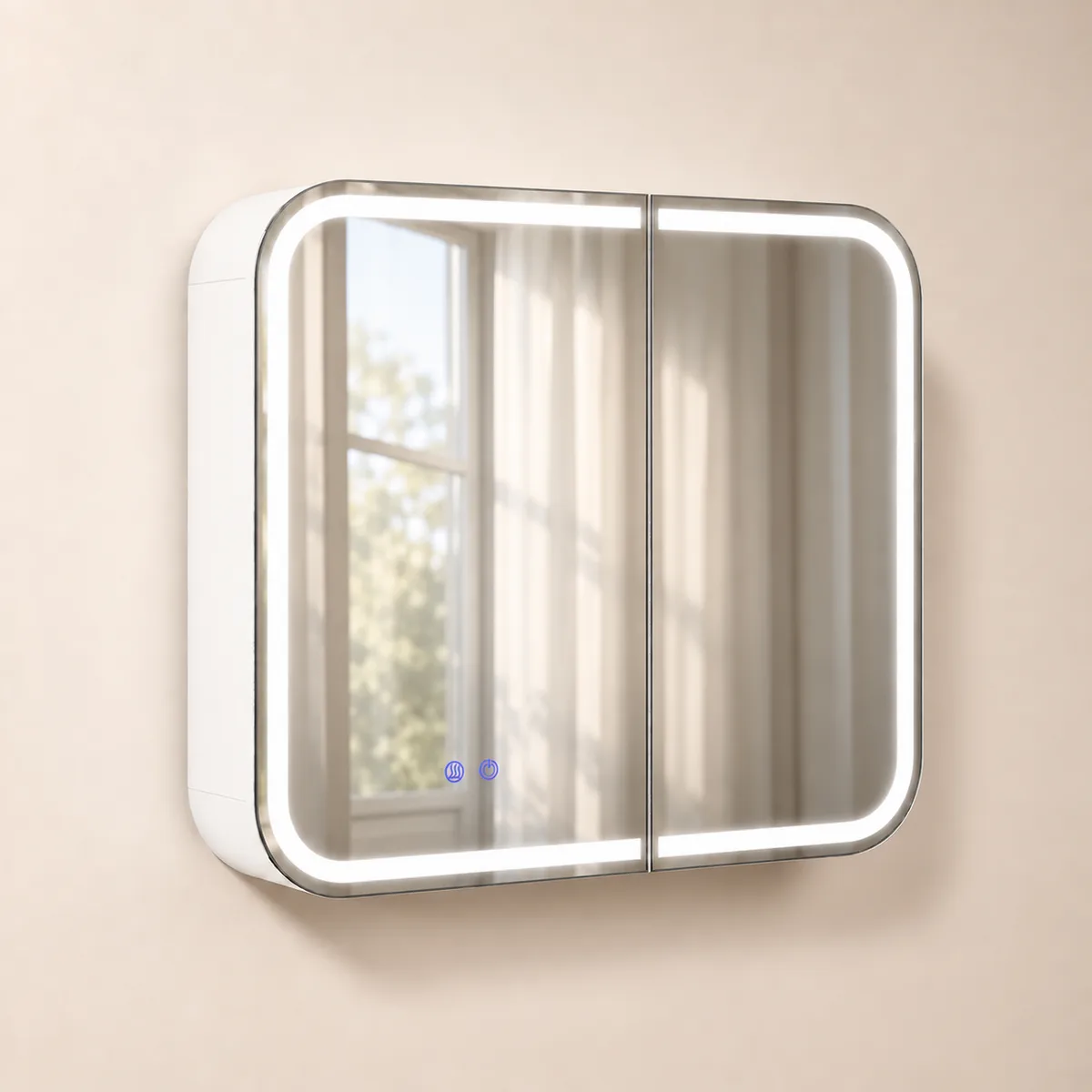 31" LED Bathroom Mirror Cabinet with Defogger, 3-Color Light, Tissue Slot — image 2