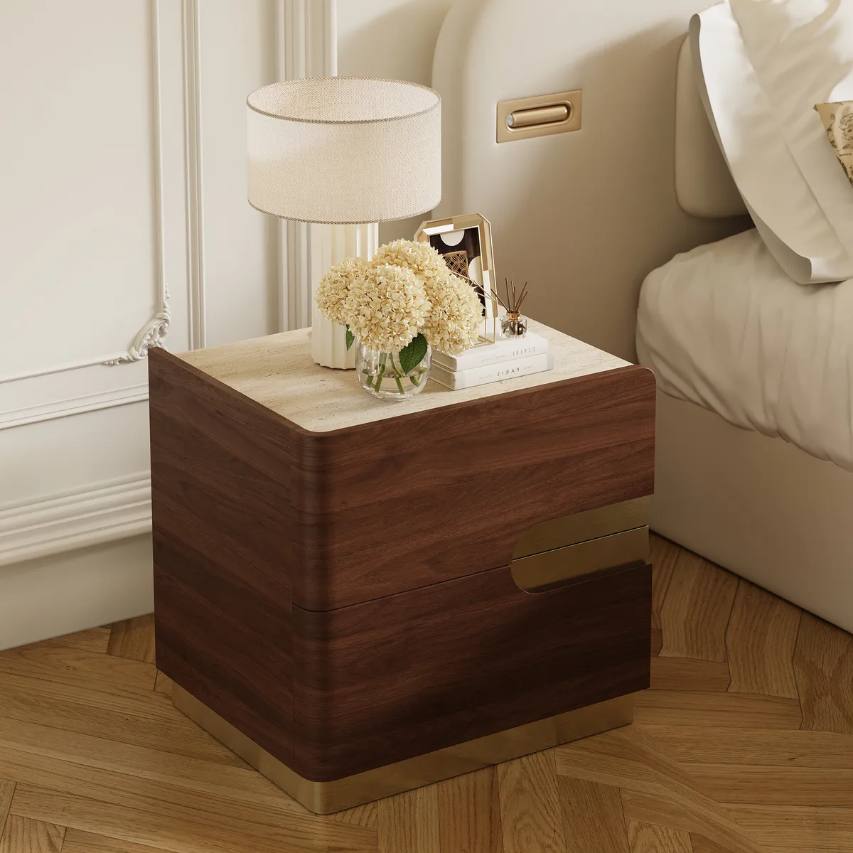 20" Smart 2-Drawer Nightstand with Sintered Stone Top & Charging Station — image 19