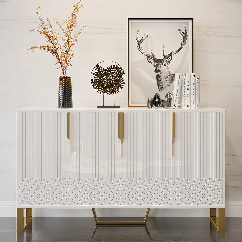 4-Door Wood 60" Sideboard with 3 Shelves Aro Contemporary