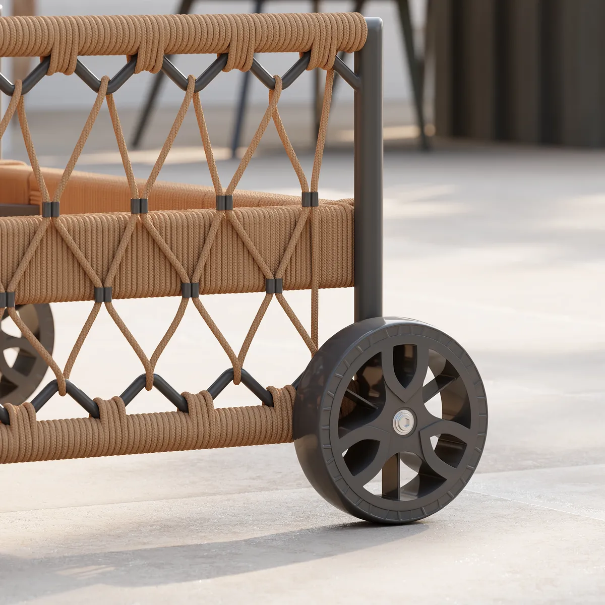 79.5" Ropipe Outdoor Rope-Woven Lounge Chair with Adjustable Backrest & Wheels — image 17