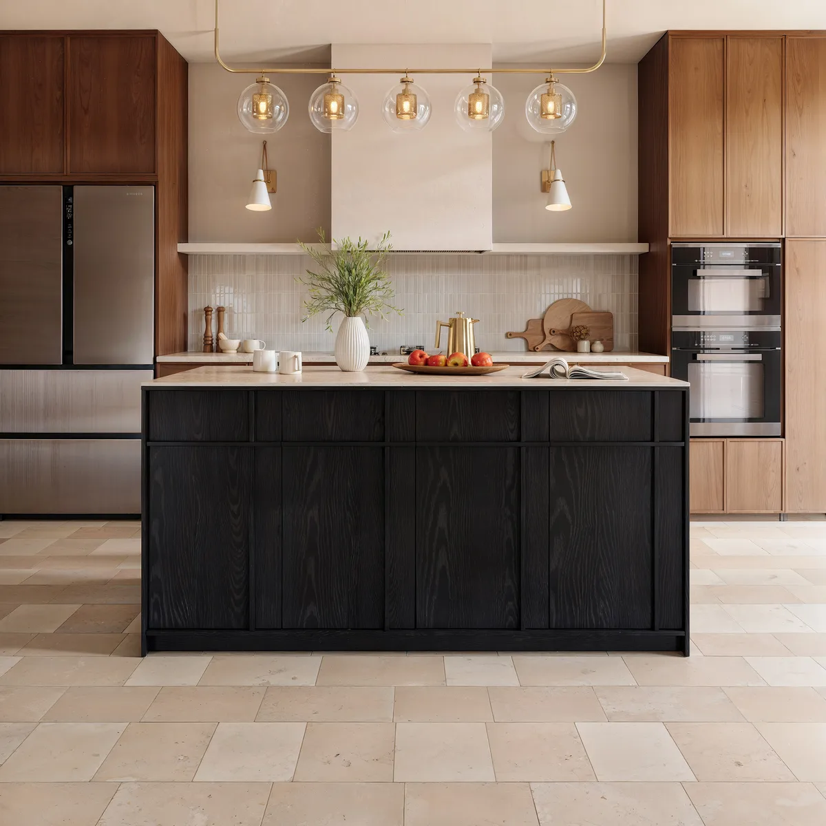 Modern 72" Faux Travertine Sintered Stone Kitchen Island with Storage & LED Light — image 14