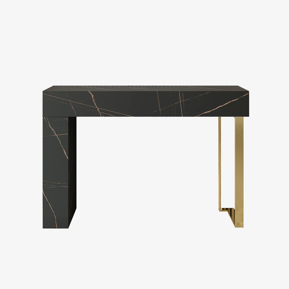 47.2" Black Console Table Modern Accent Table For Entryway with 2 Drawers & Stainless Steeel Base — image 6