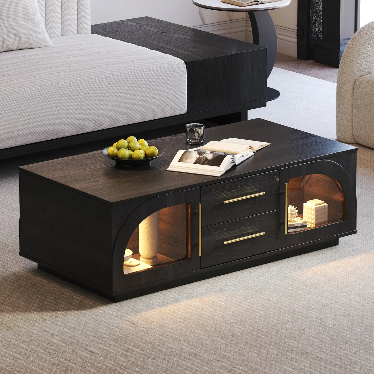 Arune Arched Glass Coffee Table Modern — image 2