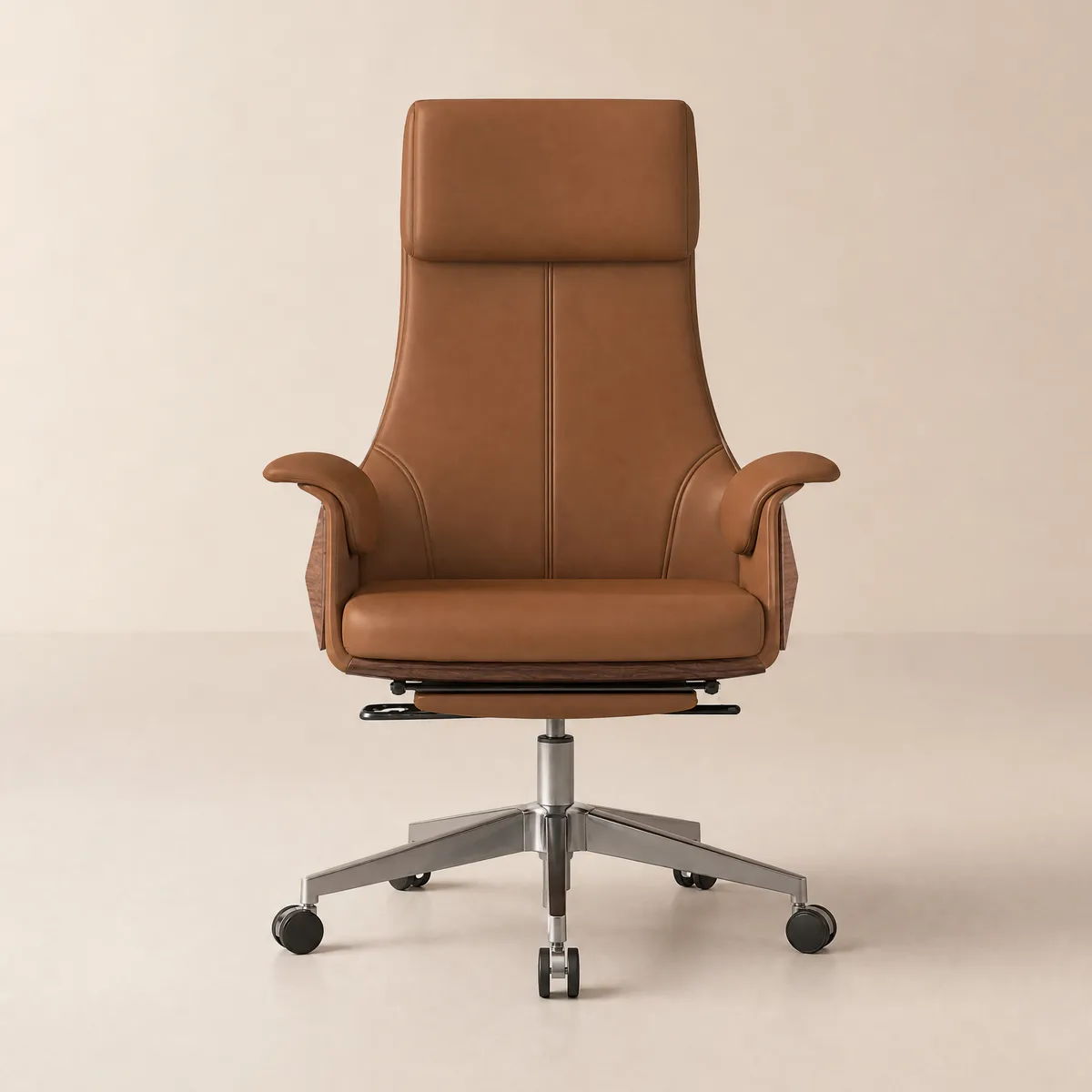 Reclining Leather Office Desk Chair High Back Adjustable Swivel — image 9